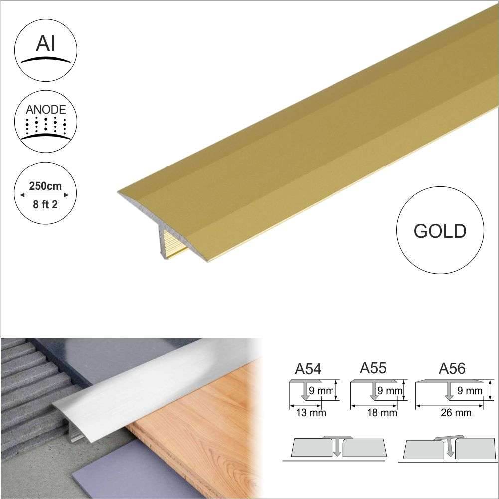 A56 26mm Anodised Aluminium Threshold Trim T Bar Transition Strip For Tiles - Cayrus World of Finishing