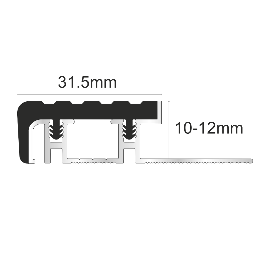 NIB Aluminium Stair Nosing – Anti-Slip Edge Trim for Tiles & Stone (10–12mm)