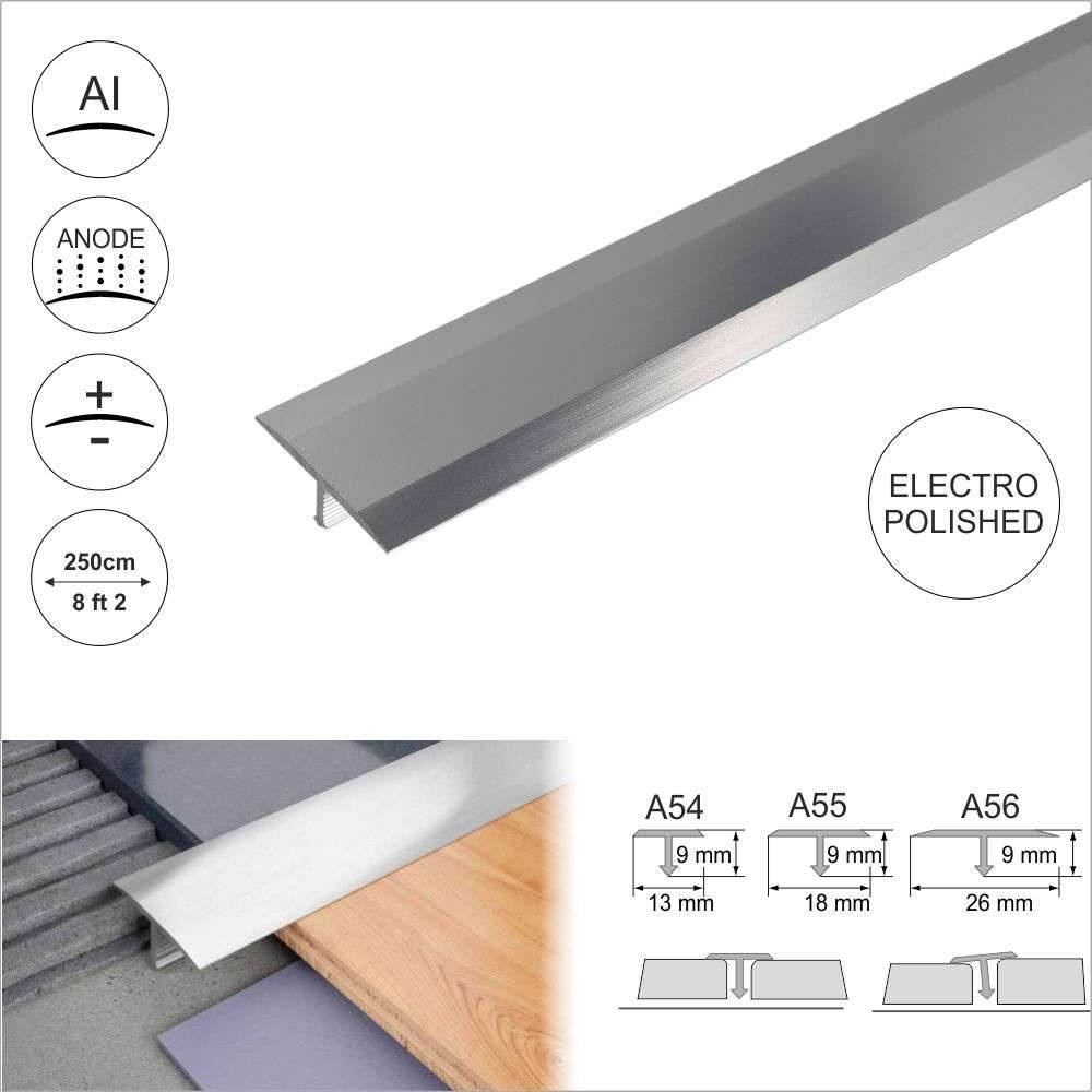 A56 26mm Anodised Aluminium Threshold Trim T Bar Transition Strip For Tiles - Cayrus World of Finishing