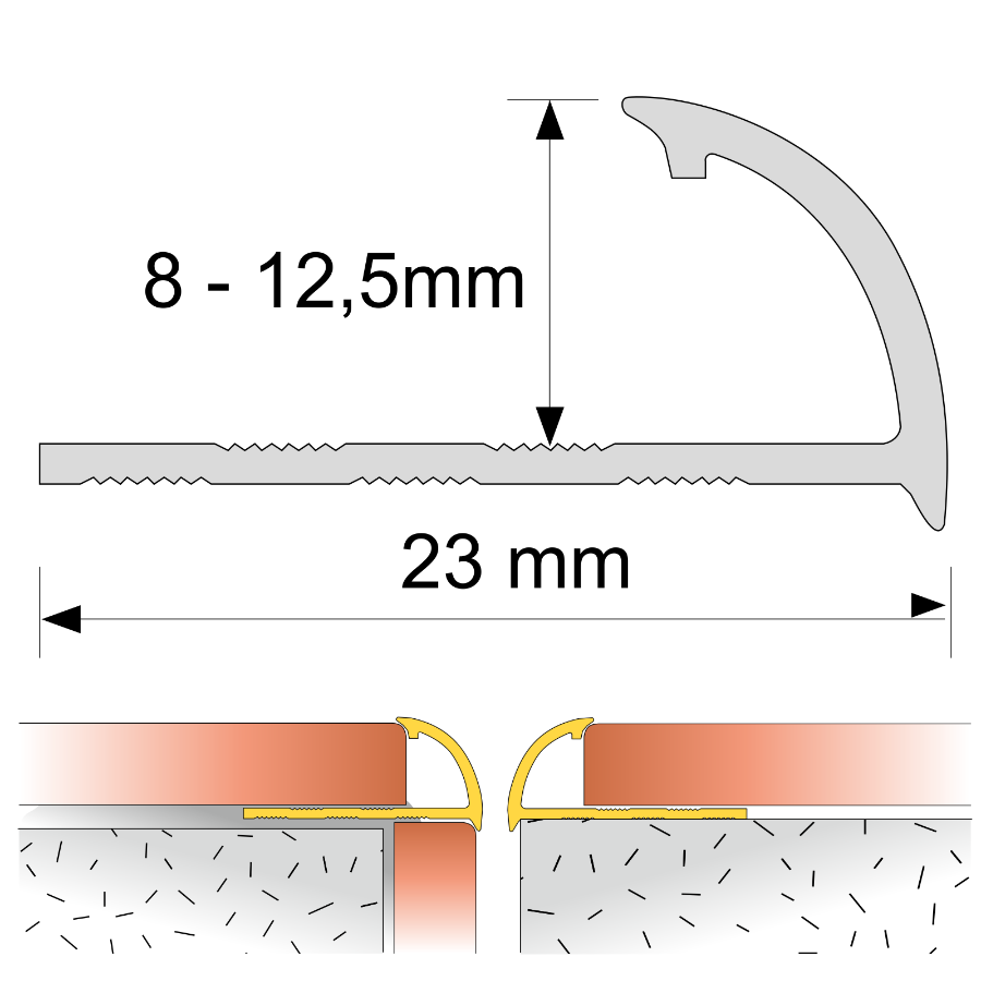 Round Edge PVC Tile Trims Quadrant 8,10,12,5mm