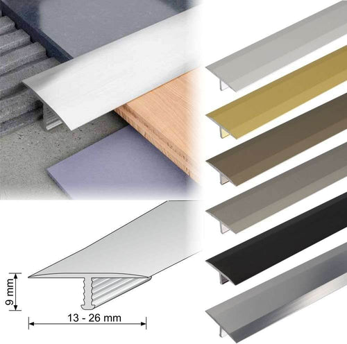 A55 18mm Anodised Aluminium Threshold Trim T Bar Transition Strip For Tiles