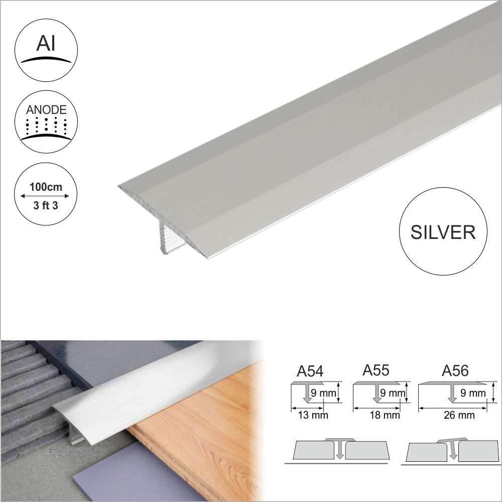 A55 18mm Anodised Aluminium Threshold Trim T Bar Transition Strip For Tiles - Cayrus World of Finishing