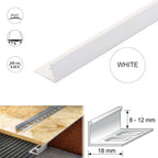 PVC Straight Edge L shaped Tile Trim 8,10,12.5mm Depth