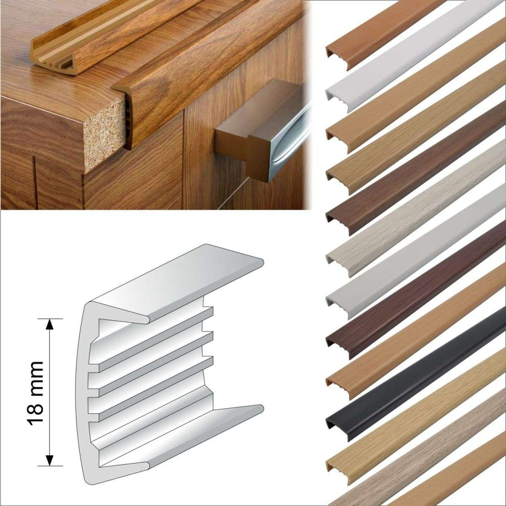 PVC U Section Melamine Furniture Plastic Edge Trim 18mm 2.6m long