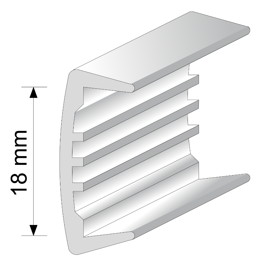 PVC U Section Melamine Furniture Plastic Edge Trim 18mm 2.6m long