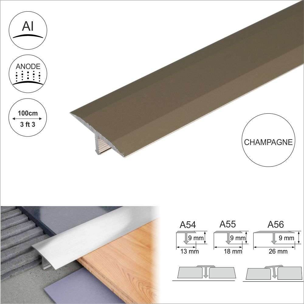 A56 26mm Anodised Aluminium Threshold Trim T Bar Transition Strip For Tiles - Cayrus World of Finishing