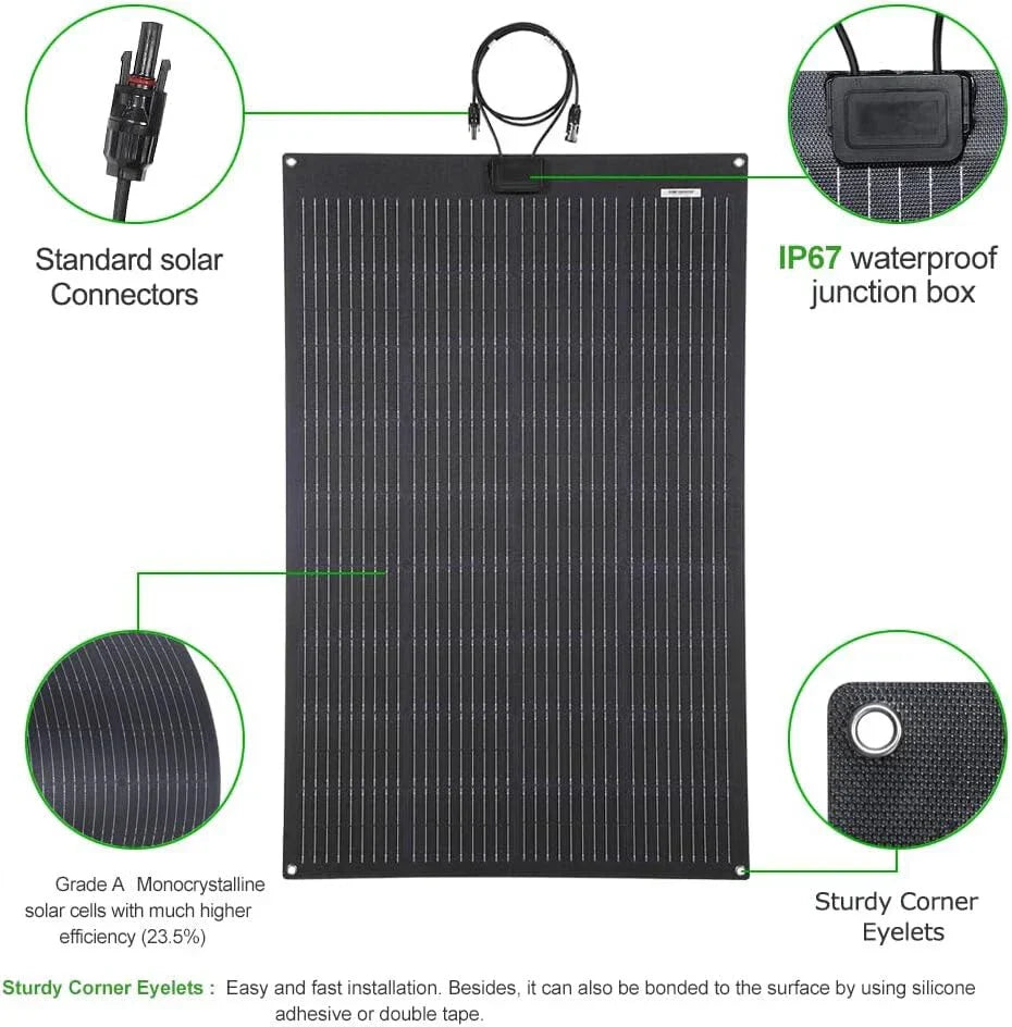 500W 12V Shingled Flexible Mono Solar Panel Caravan Camping RV