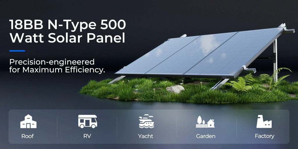 4x 500W 12V Mono Shingled Fixed Solar Panel Camping RV
