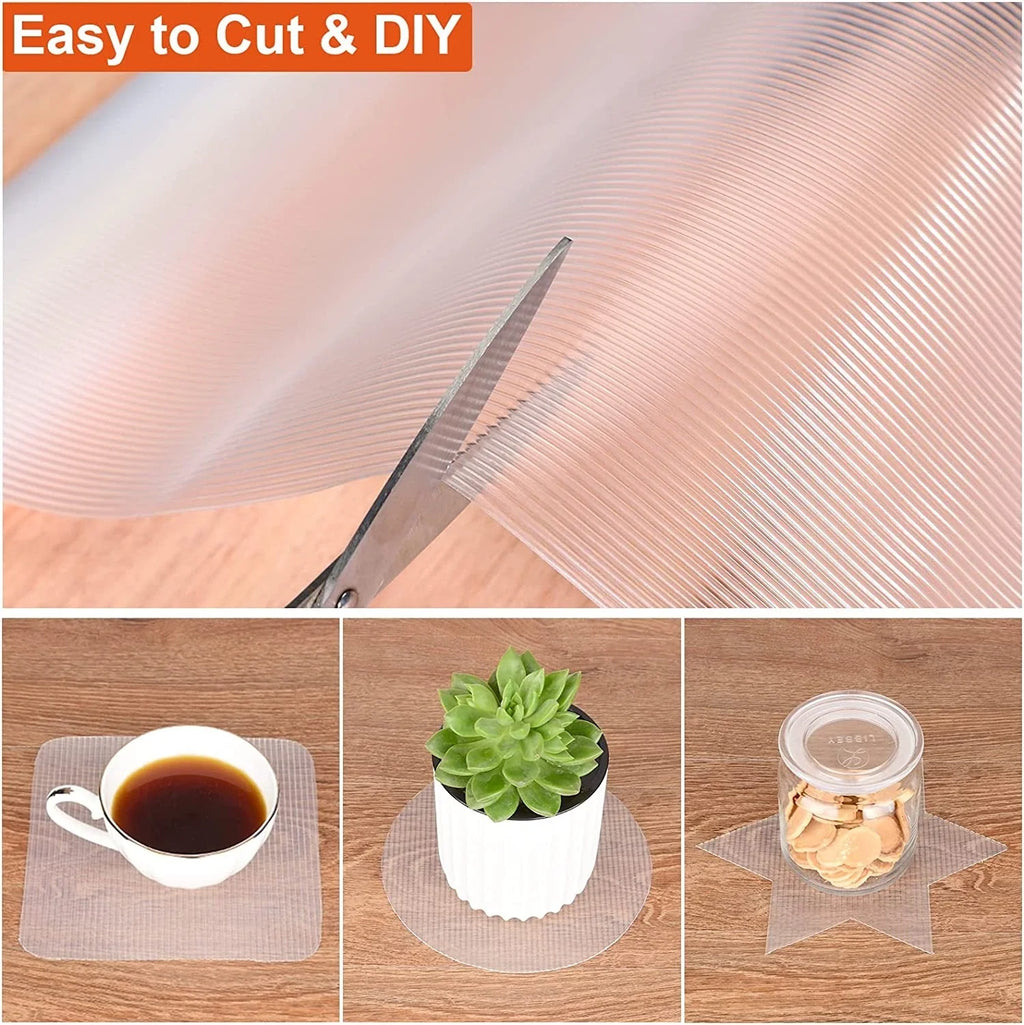 6PK Rolls Clear Anti Slip Liner Mat Non Slip Drawer Shelf Cabinet Fridge Protector