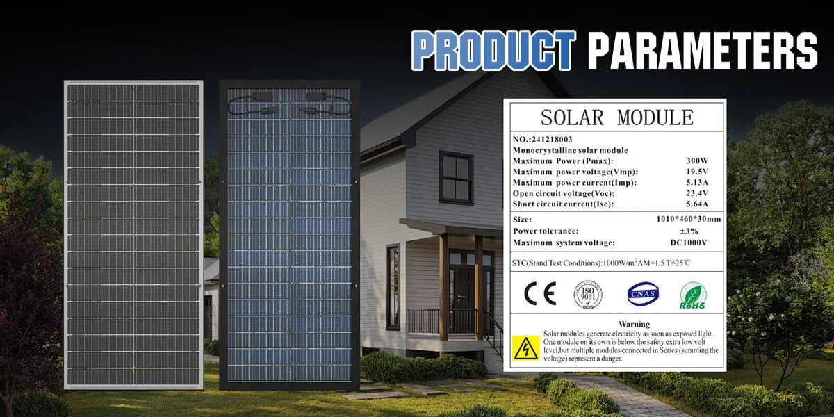 300W 12V Bifacial Fixed Shingled Solar Panel Caravan Camping RV