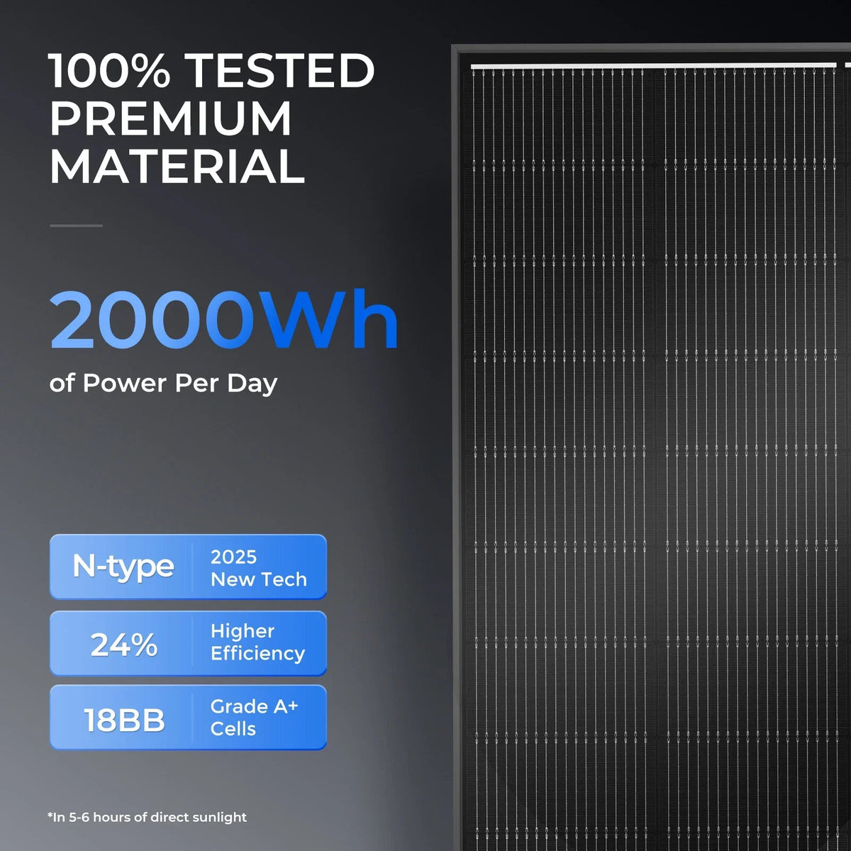 6 × 400W 12V Fixed Shingled Mono Solar Panel Bundle