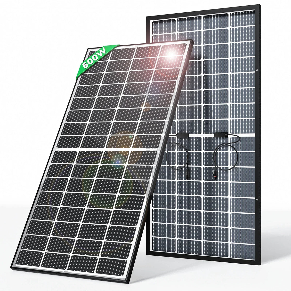 2 Pack 500W 12V Bifacial Shingled Fixed Solar Panels – 1000W Bundle