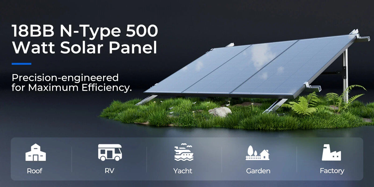 2x 500W 12V Mono Shingled Fixed Solar Panel Camping RV