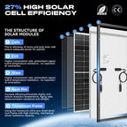 300W 12V StarPower Topcon Fixed Solar Panel Mono Caravan Camping RV