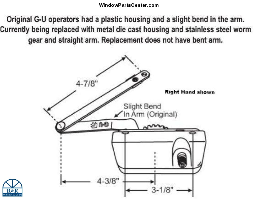 S1037 GU Casement Dyad Split Arm Operator - Silver Line