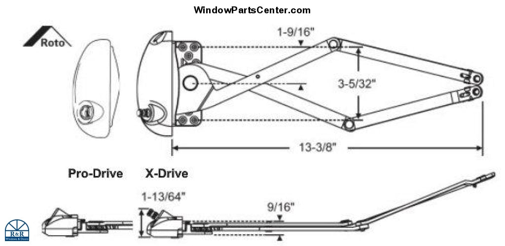 S1062 Roto X Drive and Pro Drive Awning Window Operator - For Vinyl Window