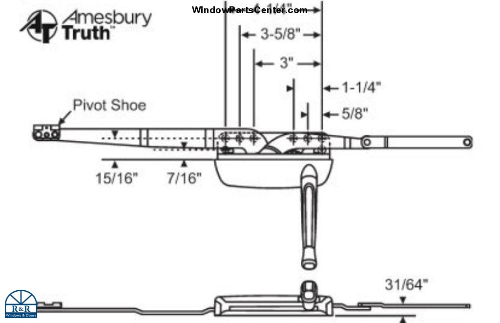 Amesbury Truth Maxim DLX Casement Dual Arm Low Profile Operator