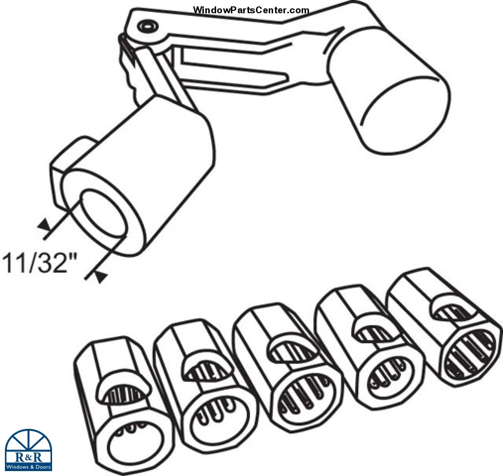 S1092 Fit All Universal Folding Casement and Awning Handle Kit Includes 5 Adapters