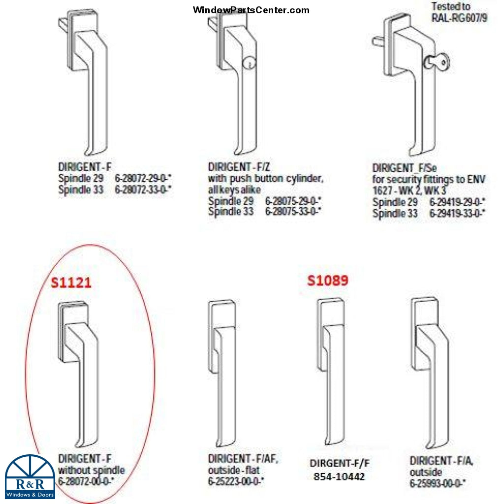 S1121 GU Window Handle Dirigent-F 6-28072-00-0 turn handles