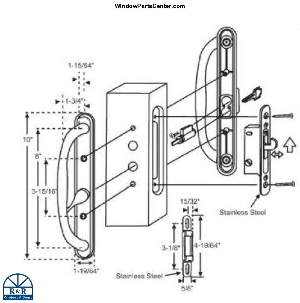 S3010 -Truth - Amesbury Olympus Handles Offset Latch Handle Set For Sliding Patio Doors