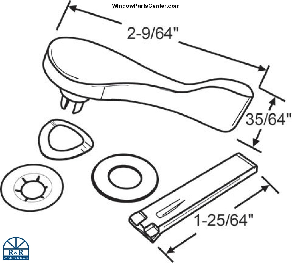 S3019 - Patio Door Handle Thumb Turn Replacement Kit With Full Tail Amesbury Truth