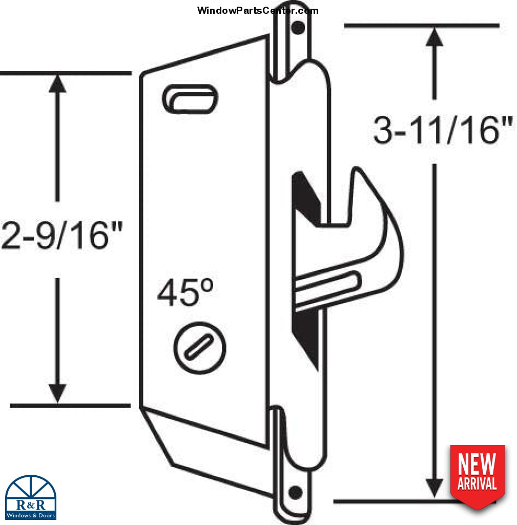 S3021 - MORTISE LOCK ROUND 45-DEGREE WITH HOOK OUT PDH 21 - Replacement Style for Adams Rite Latch