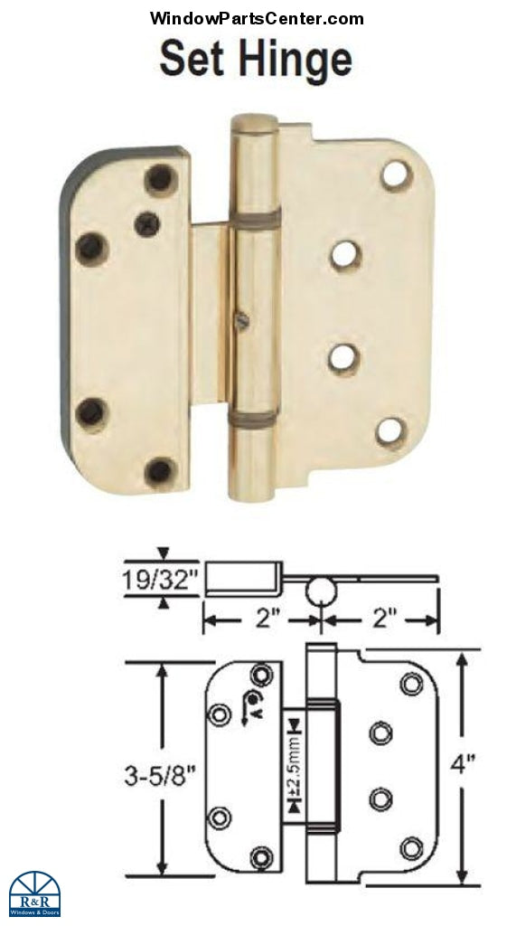 850-8762439 - S4009 HTL Ultimate 2-D Hinge - Hoppe Set Hinge Adjustable. Part Number850-8762439 and Pat. Nr. 5701636, Pat. Nr. 5,701,636. Bright brass color hinge and CAD drawing with dimensions 