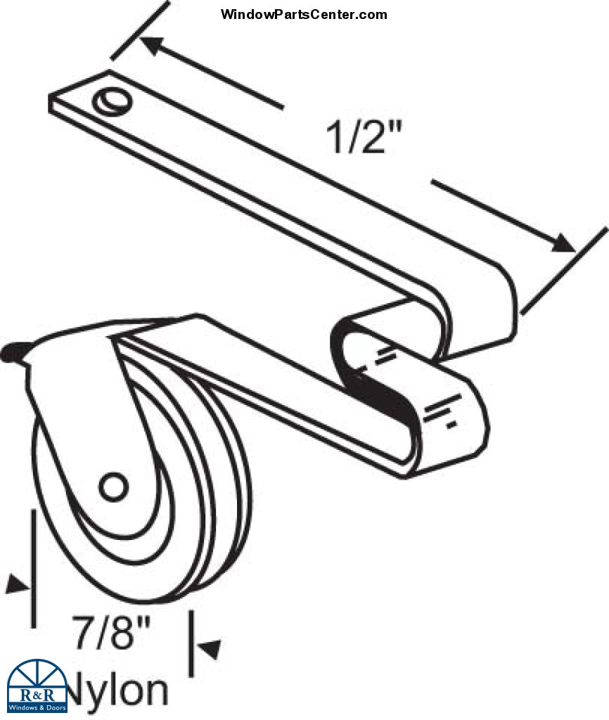 S6004 PATIO SCREEN DOOR ROLLER ASSEMBLY 7/8 INCH NYLON