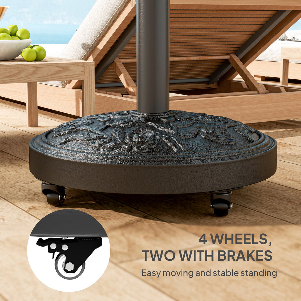 46 lbs Round Patio Umbrella Base with Wheels, Black