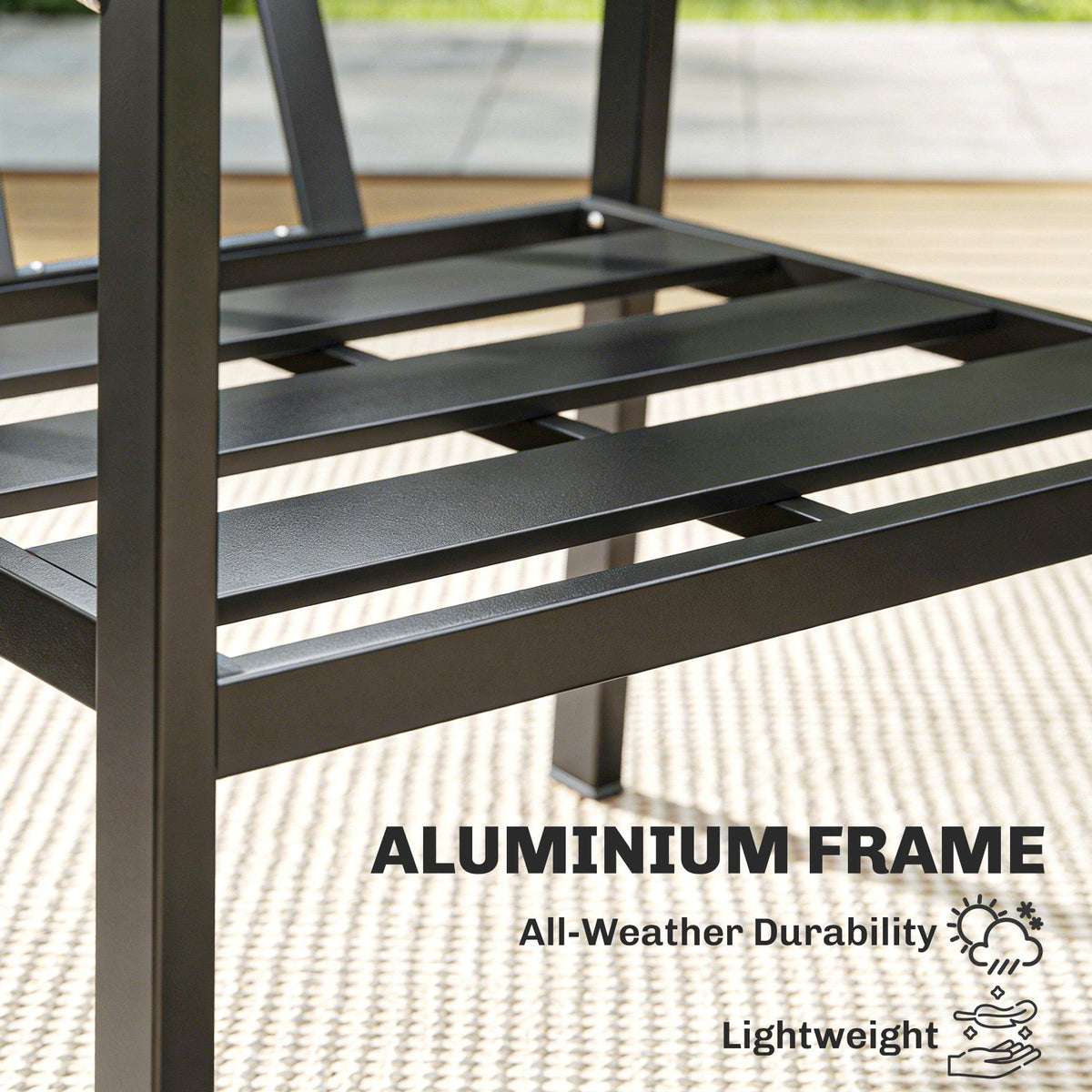 Outsunny Aluminium Garden Furniture Set, 4 Seater Outdoor Patio Furniture with Loveseat, 2 Armchairs, Slatted Table