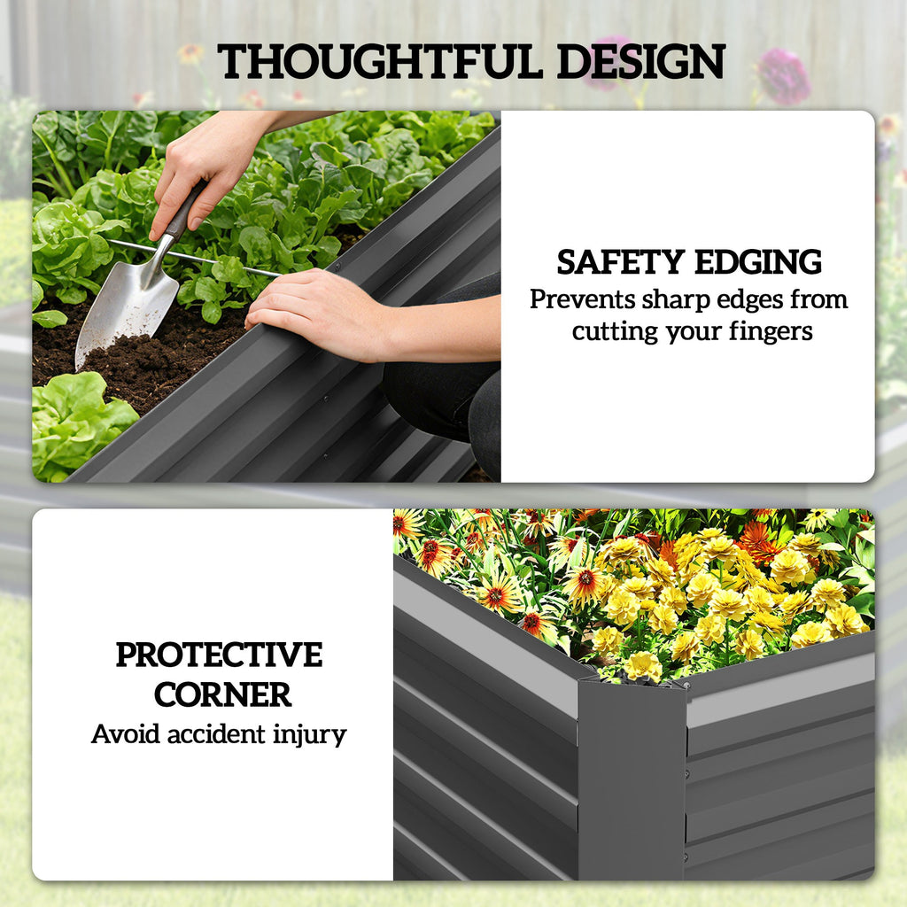 6' x 3' x 2' Galvanized Raised Garden Bed for Vegetables, Dark Grey