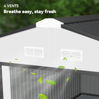 EverBase 11' x 13' Metal Garden Storage Shed with Foundation Kit & Double Doors, White