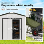EverBase 11' x 13' Metal Garden Storage Shed with Foundation Kit & Double Doors, White