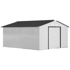 EverBase 11' x 13' Metal Garden Storage Shed with Foundation Kit & Double Doors, White