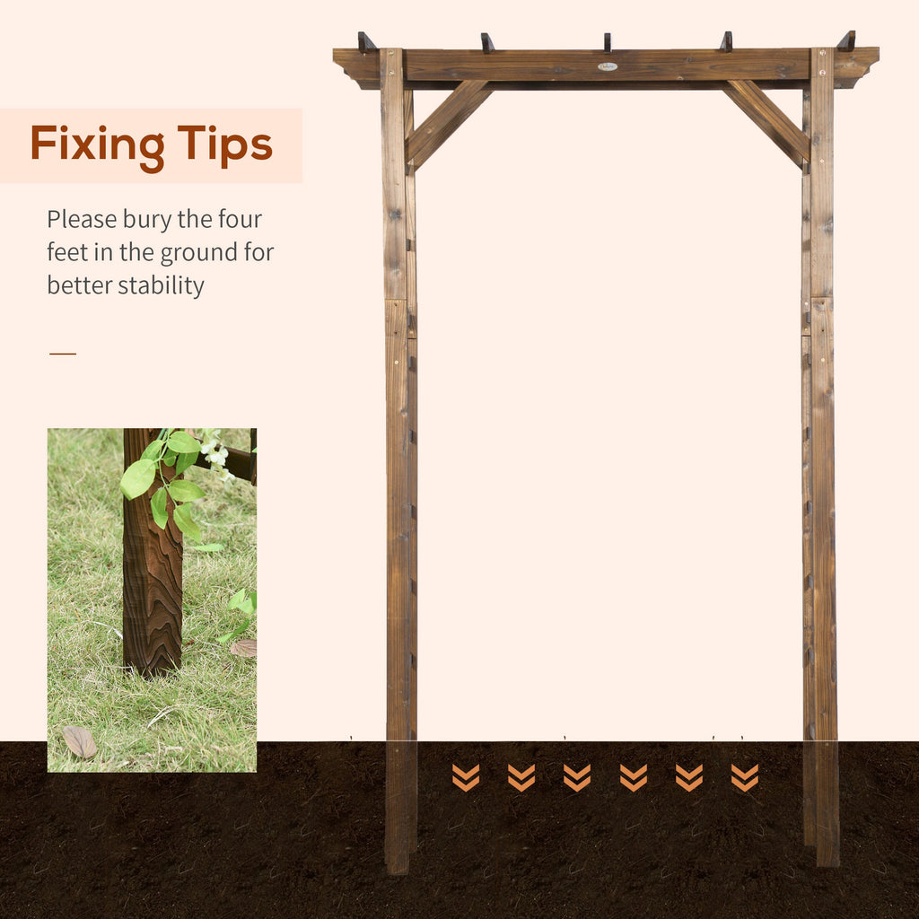 85" Wooden Garden Arbor for Climbing Vines, Carbonized