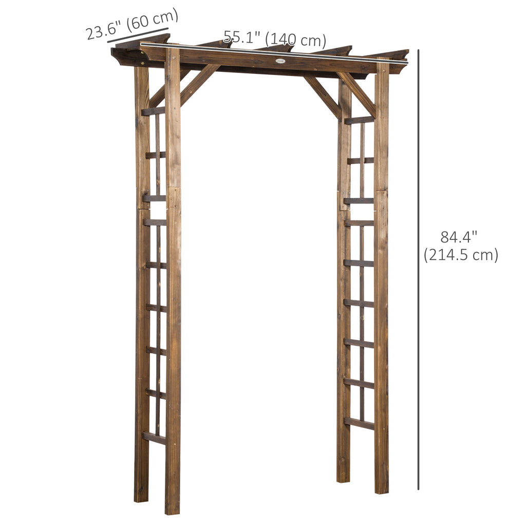 85" Wooden Garden Arbor for Climbing Vines, Carbonized