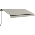 10' x 8' Retractable Awning with Manual Crank, 280gsm UV Resistant Fabric and Aluminum Frame, Light Grey