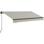 10' x 8' Retractable Awning with Manual Crank, 280gsm UV Resistant Fabric and Aluminum Frame, Light Grey