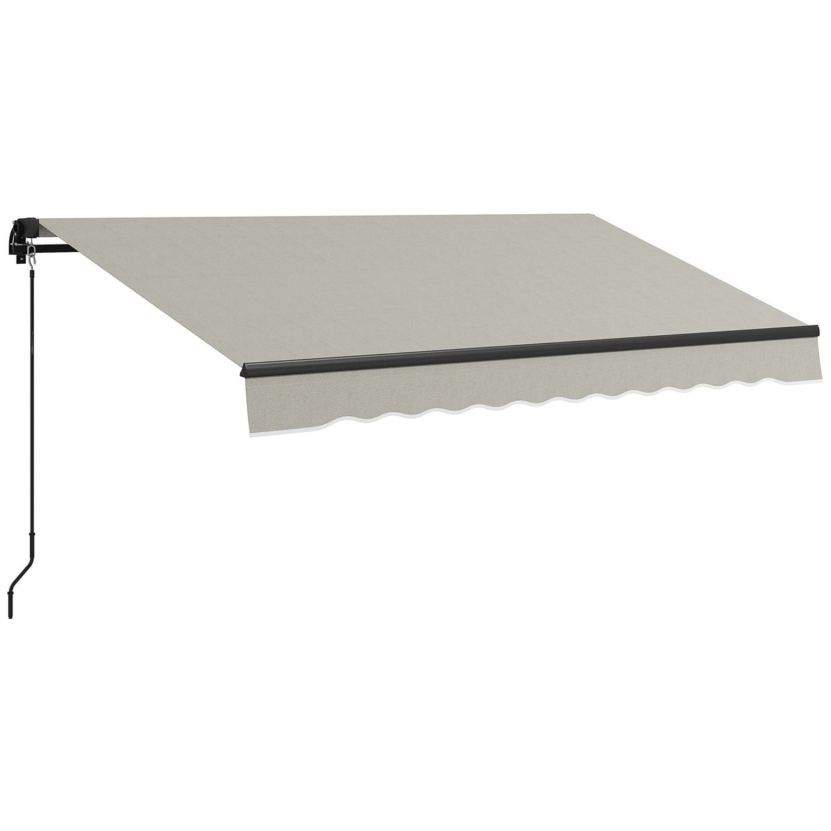 10' x 8' Retractable Awning with Manual Crank, 280gsm UV Resistant Fabric and Aluminum Frame, Light Grey