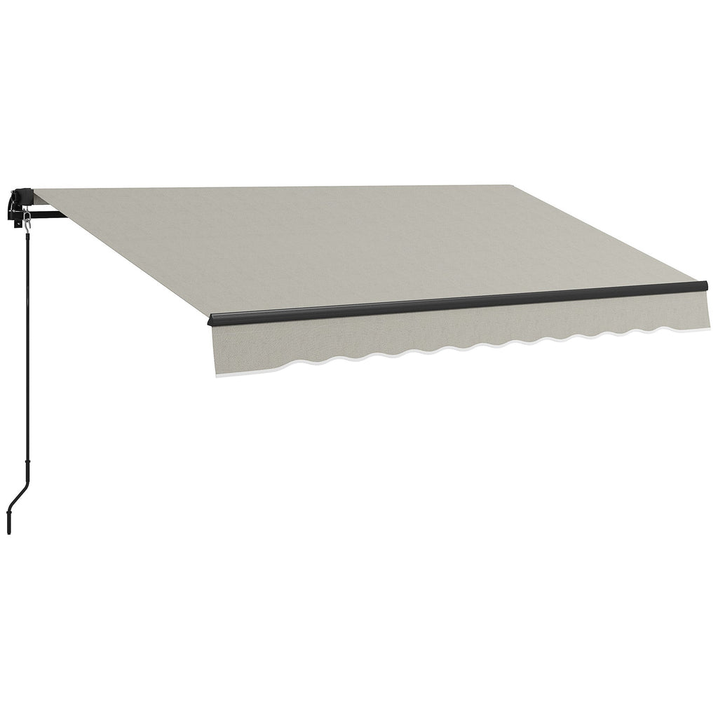 10' x 8' Retractable Awning with Manual Crank, 280gsm UV Resistant Fabric and Aluminum Frame, Light Grey