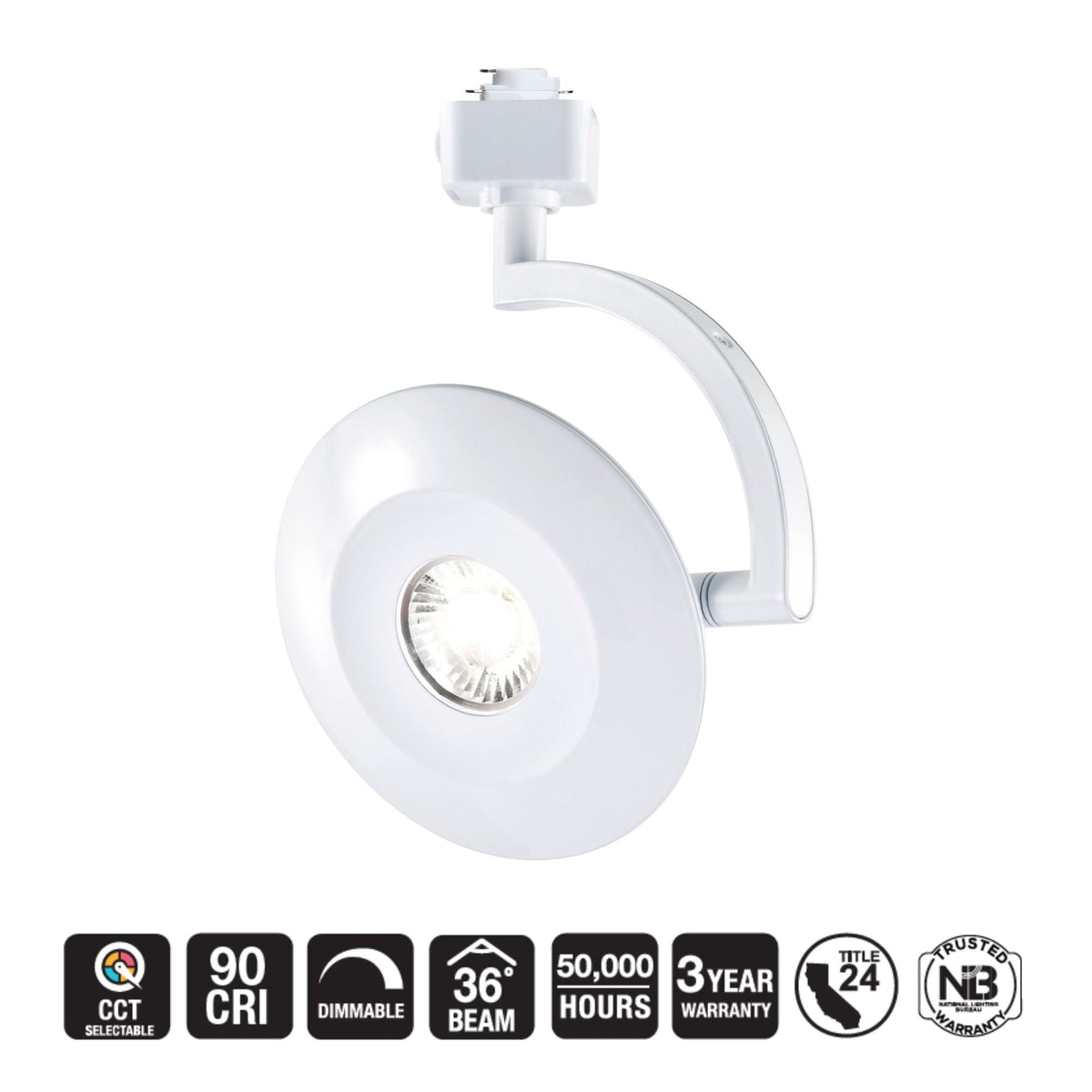 Satco Orb Track Head, H-Type, White, Selectable CCT, 1020 Lumens, 36° Beam Angle
