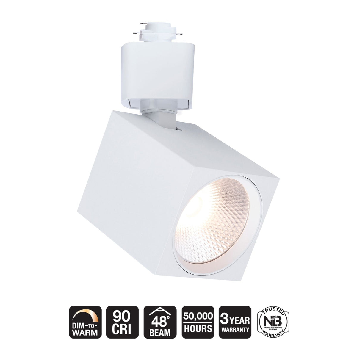 Satco Square Track Head, H-Type, White, Selectable CCT, 500 Lumens, 48° Beam Angle
