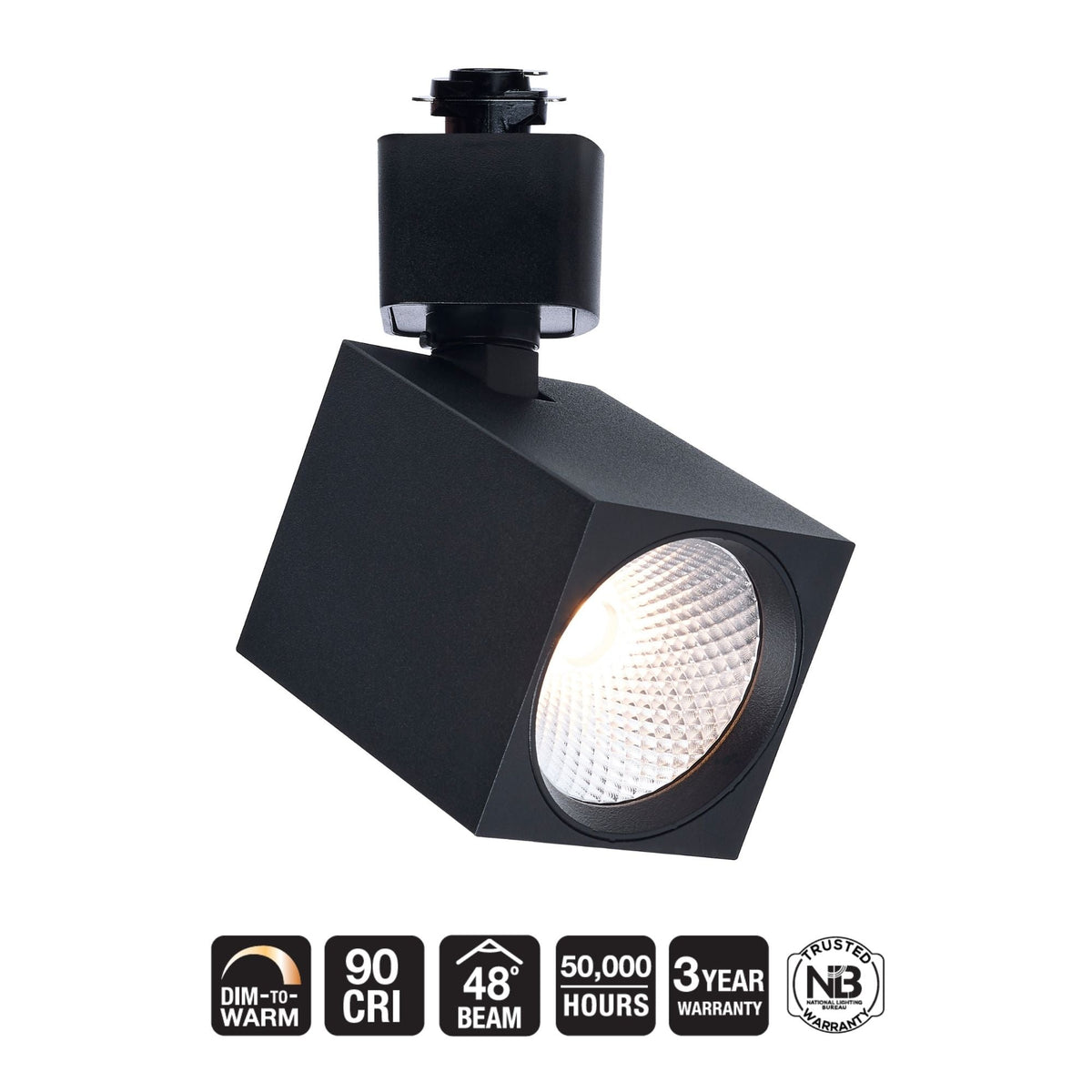 Satco Square Track Head, H-Type, Black, Selectable CCT, 500 Lumens, 48° Beam Angle