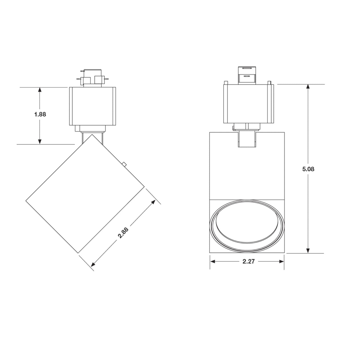 Satco Square Track Head, H-Type, Black, Selectable CCT, 500 Lumens, 48° Beam Angle