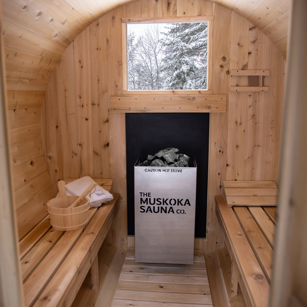 Premium 7'x 12' Barrel Sauna With 2' Porch