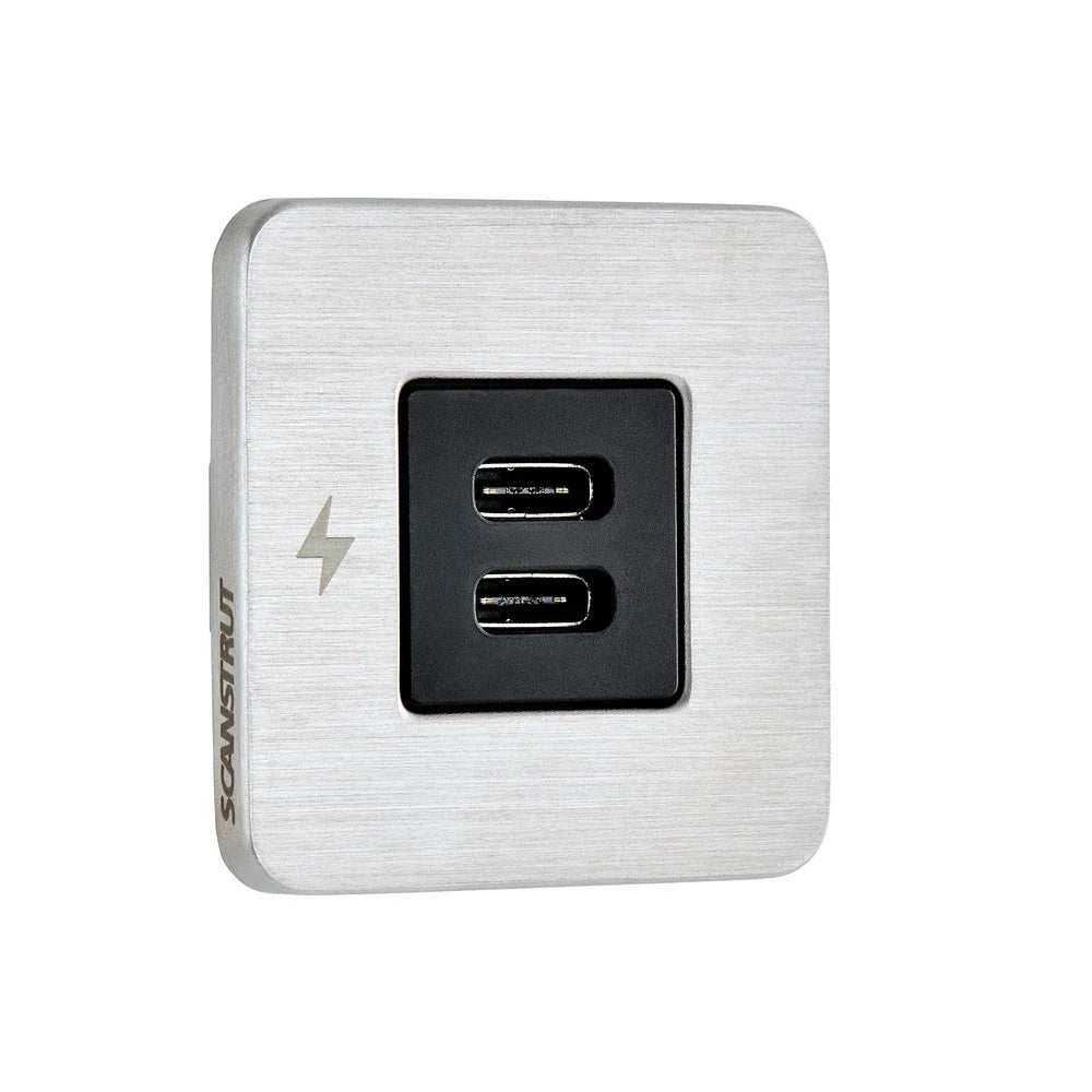 Scanstrut 12/24V TILE Brushed Stainless Dual USB-C Socket