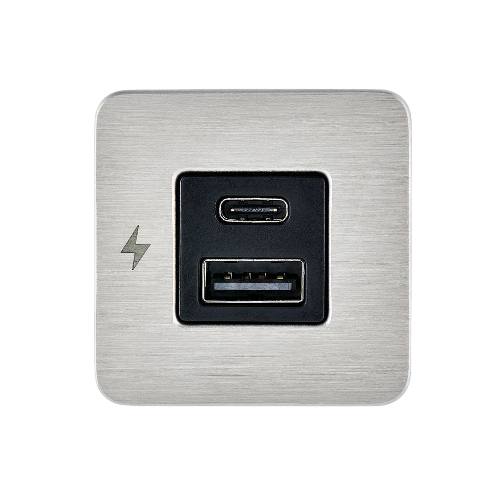 Scanstrut 12/24V TILE Brushed Stainless USB-A & USB-C Socket