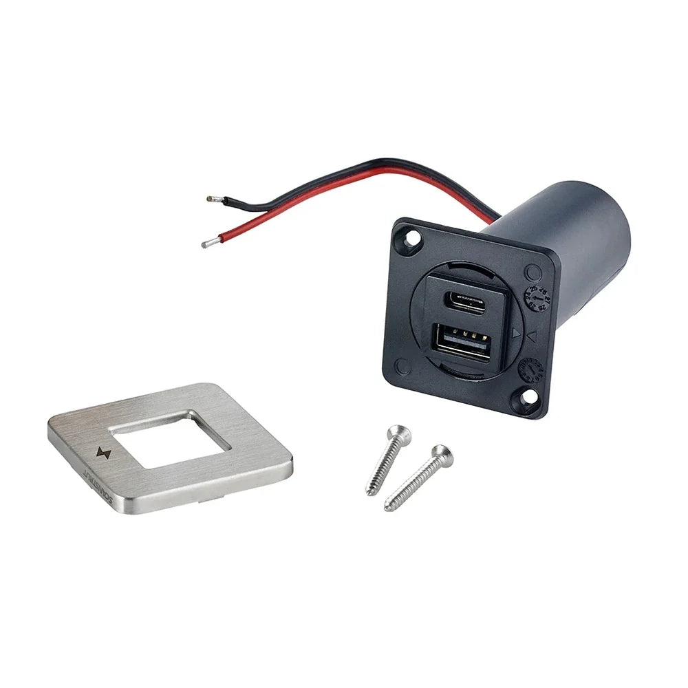 Scanstrut 12/24V TILE Brushed Stainless USB-A & USB-C Socket
