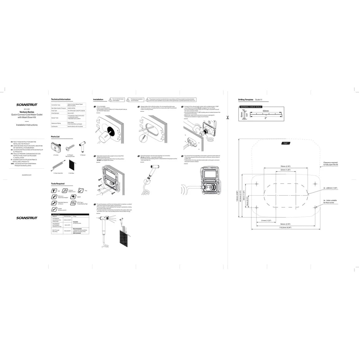 Scanstrut Ventura Quick-Connect Cold Water Outlet & Wash Down Kit