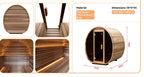 Compact Barrel Sauna with LED Lighting — Red Cedar / Thermo Wood / Pine | 2-3 Person